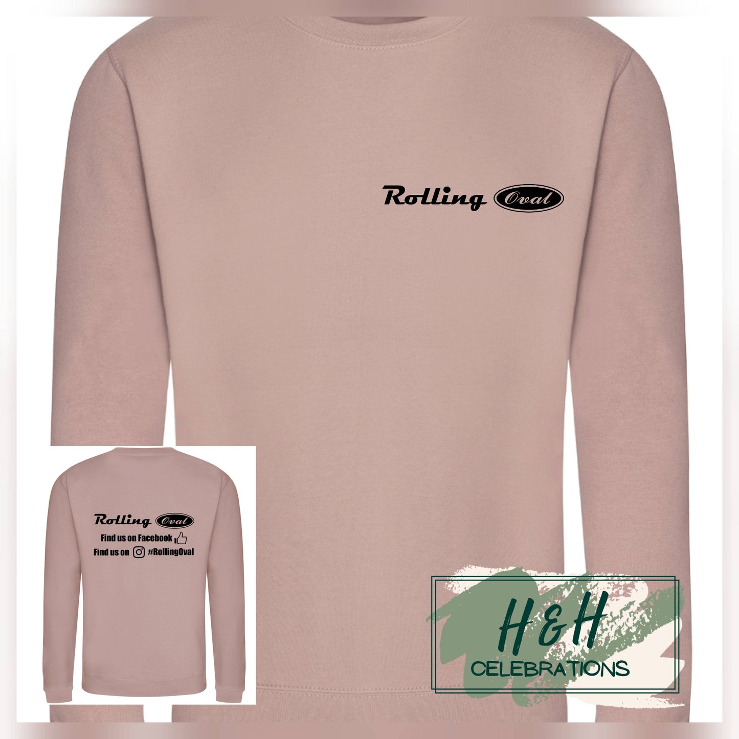 Rolling Oval Sweatshirt For Adults - Dusty Pink