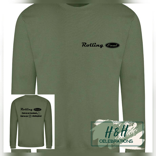 Rolling Oval Sweatshirt For Adults - Earthy Green