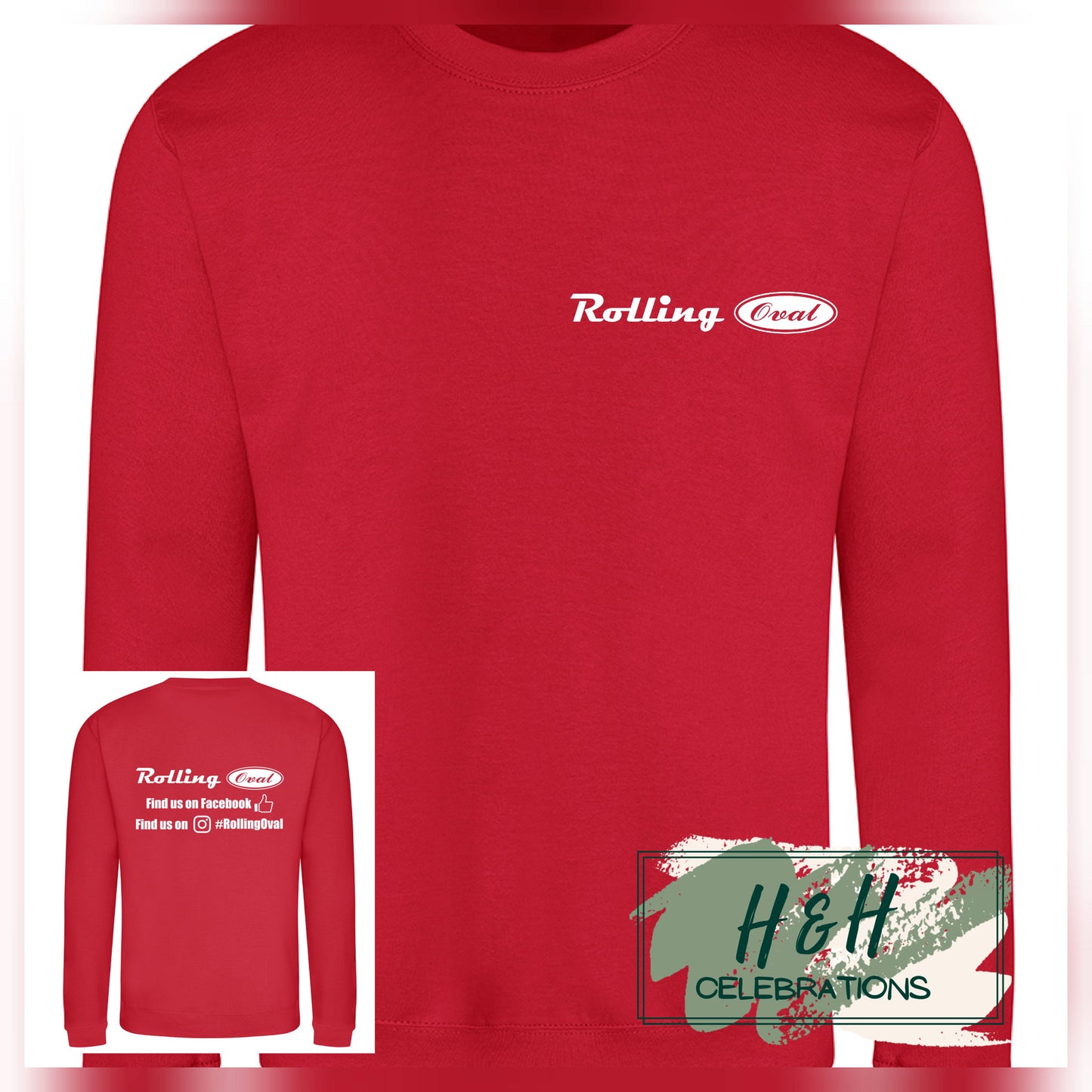 Rolling Oval Sweatshirt For Adults - Fire Red