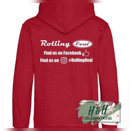 Rolling Oval Hoodie For Adults - Fire Red