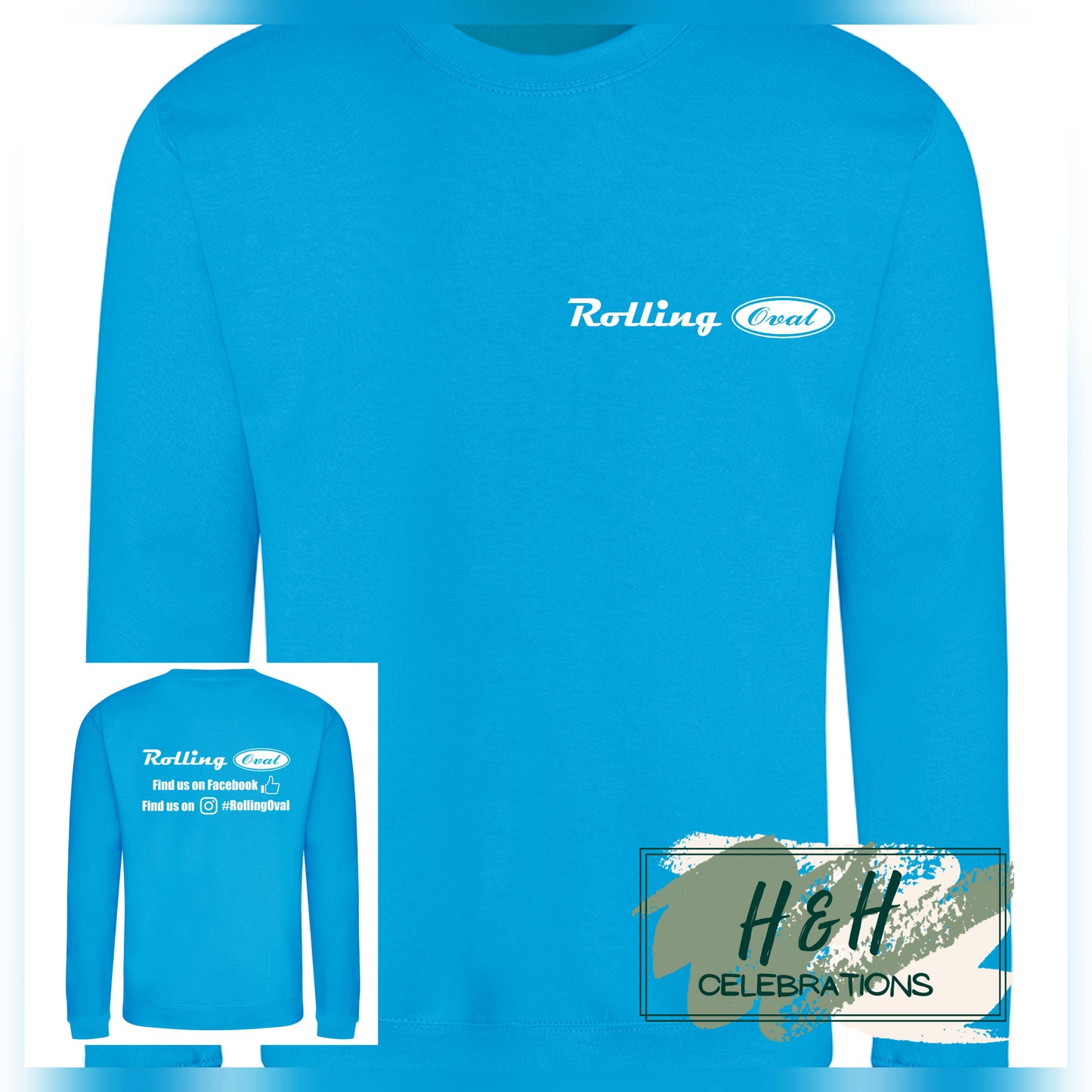 Rolling Oval Sweatshirt For Adults - Hawaiian Blue