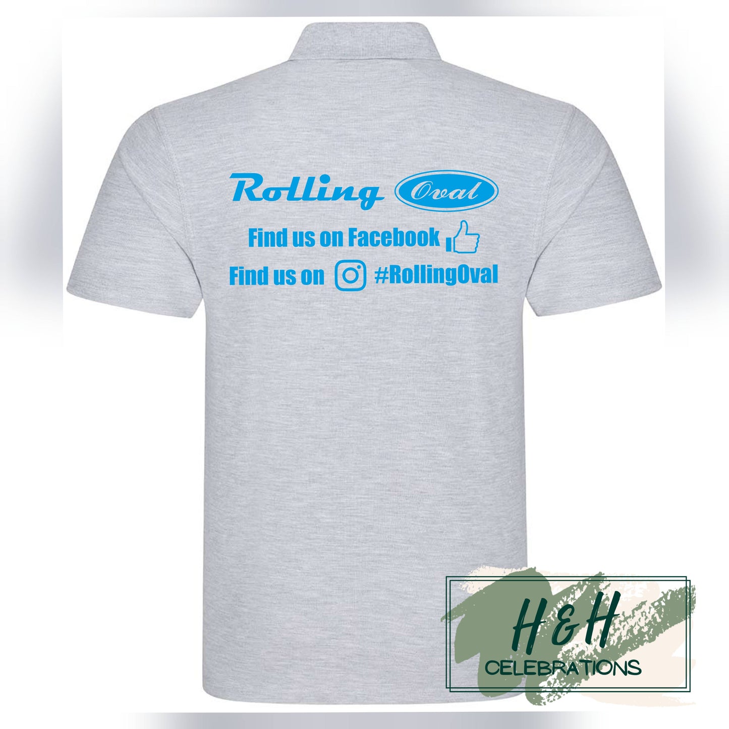 Rolling Oval Polo Shirt For Adults - Heather Grey