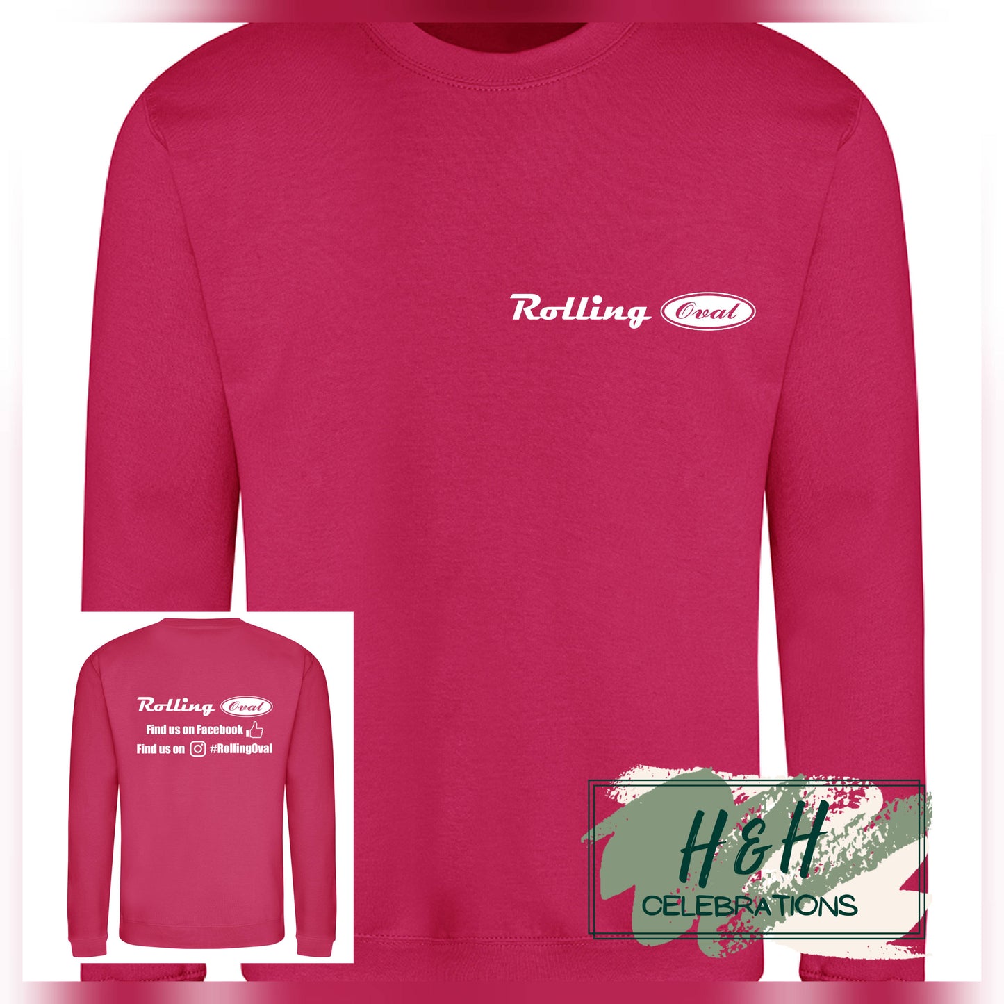 Rolling Oval Sweatshirt For Adults - Hot Pink