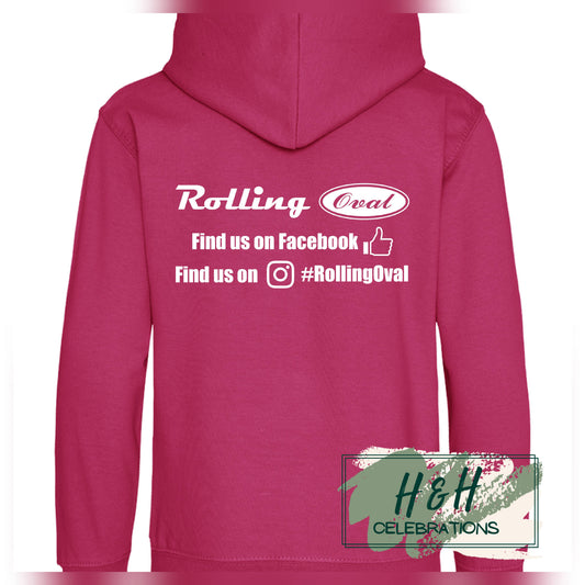Rolling Oval Hoodie For Adults - Hot Pink