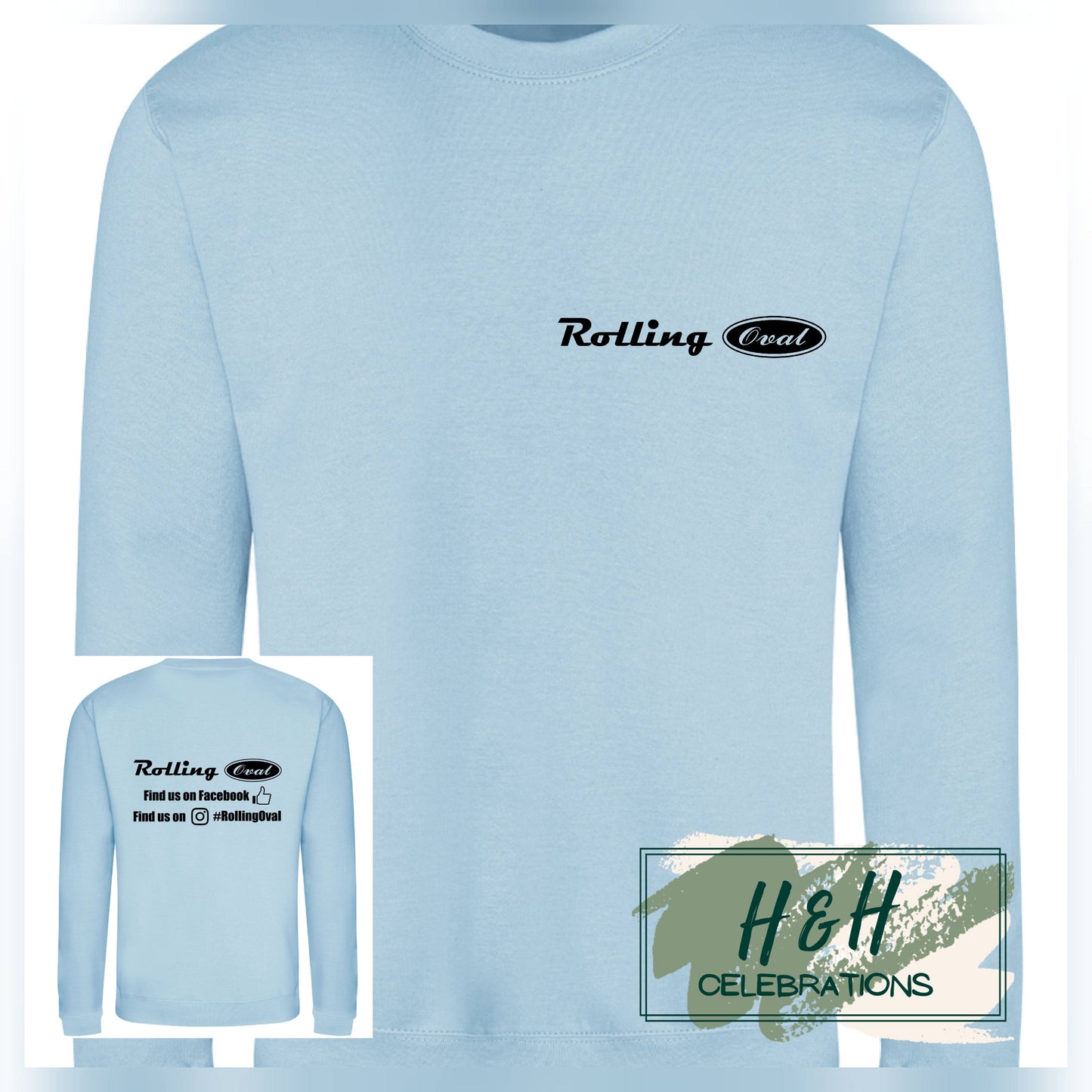 Rolling Oval Sweatshirt For Adults - Ice Blue