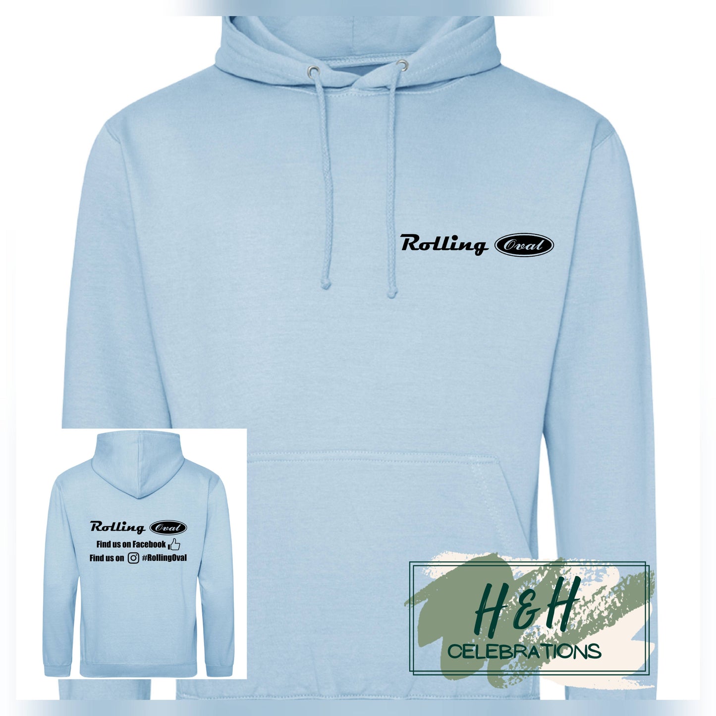 Rolling Oval Hoodie For Adults - Ice Blue