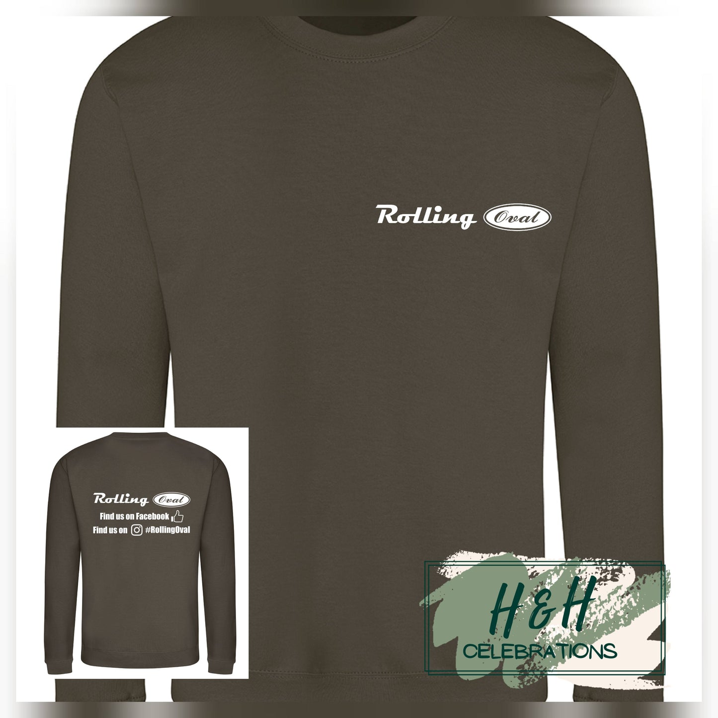 Rolling Oval Sweatshirt For Adults - Olive Green