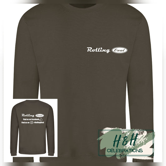 Rolling Oval Sweatshirt For Adults - Olive Green