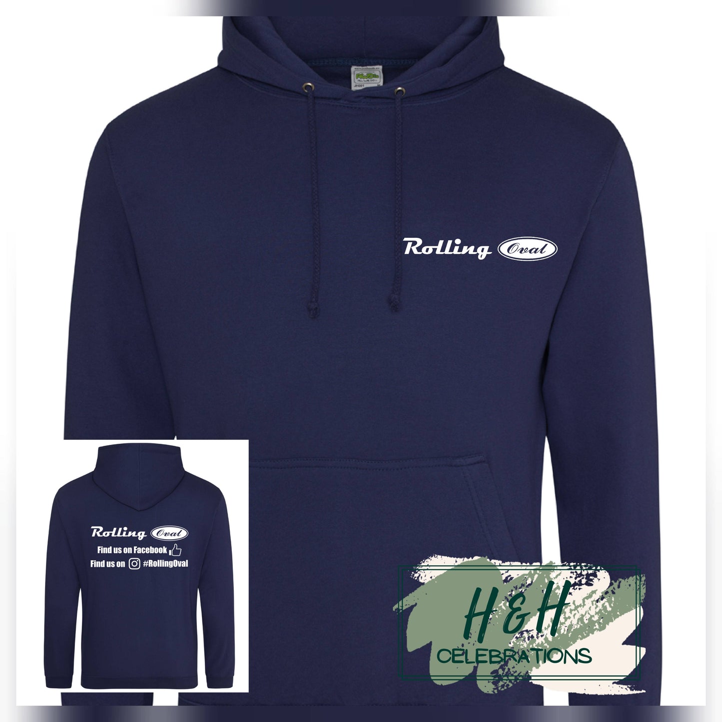 Rolling Oval Hoodie For Adults - Oxford Navy