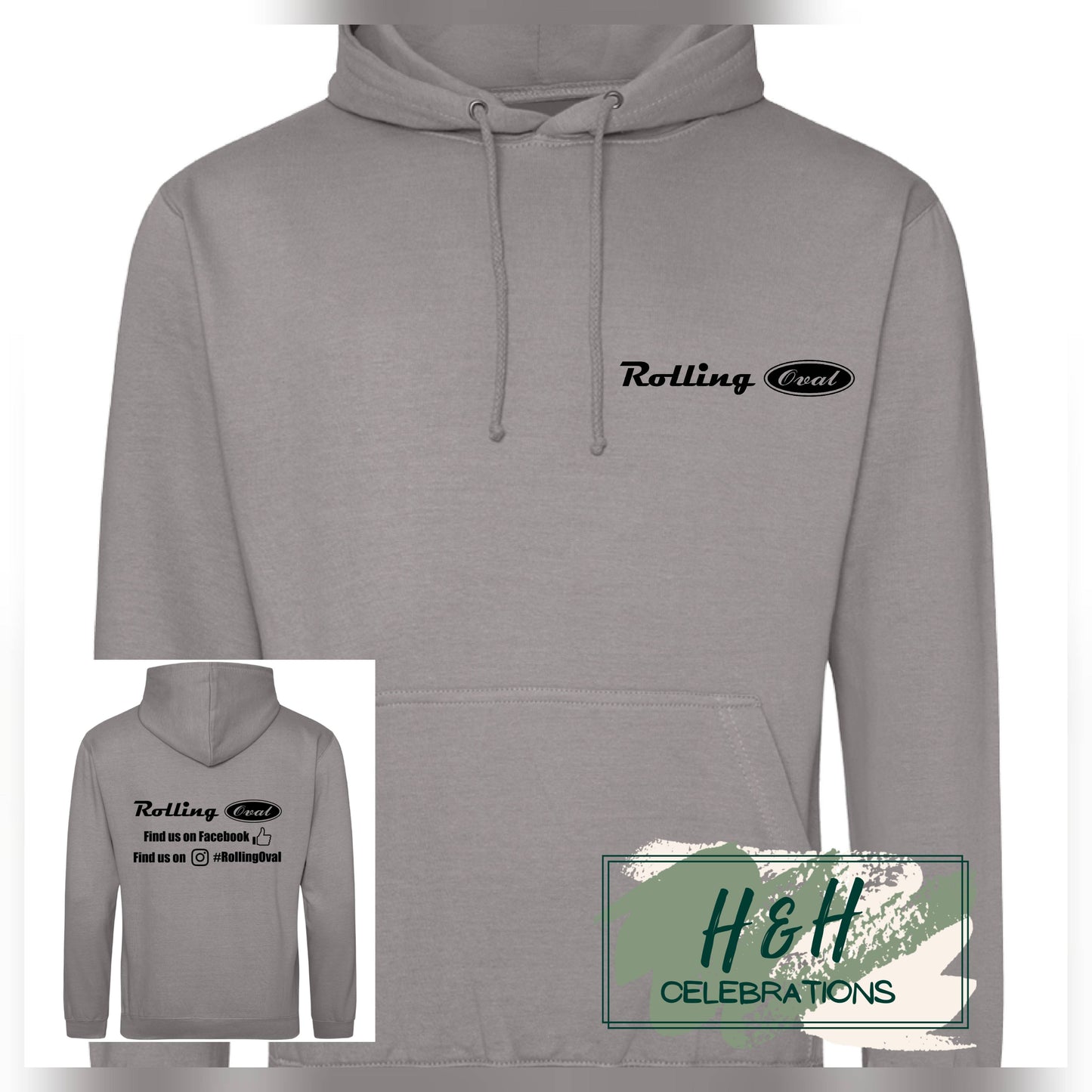 Rolling Oval Hoodie For Adults - Platinum Grey