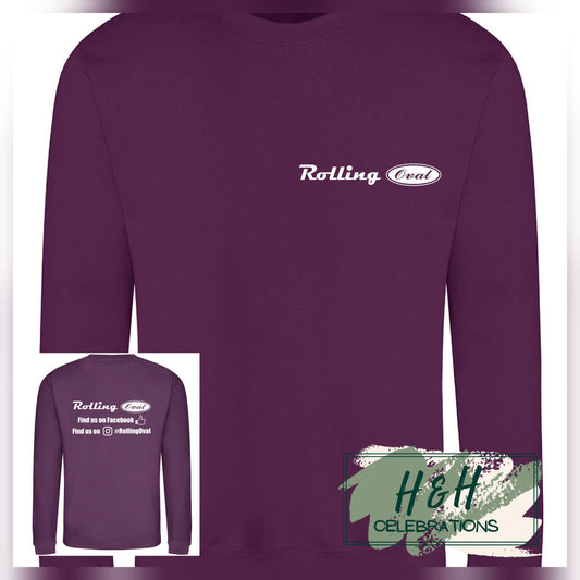 Rolling Oval Sweatshirt For Adults - Plum
