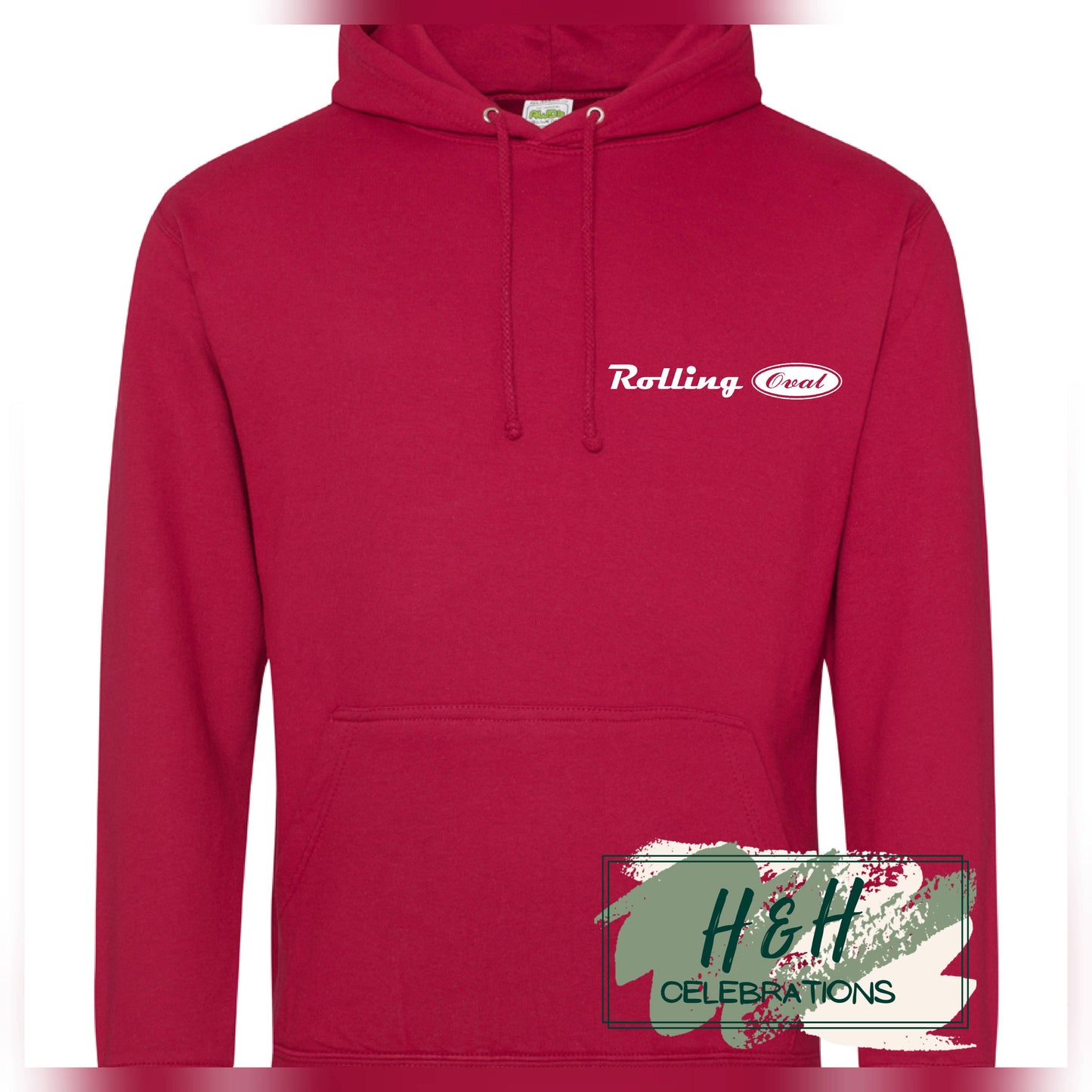 Rolling Oval Hoodie For Adults - Red Hot Chilli