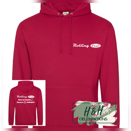 Rolling Oval Hoodie For Adults - Red Hot Chilli
