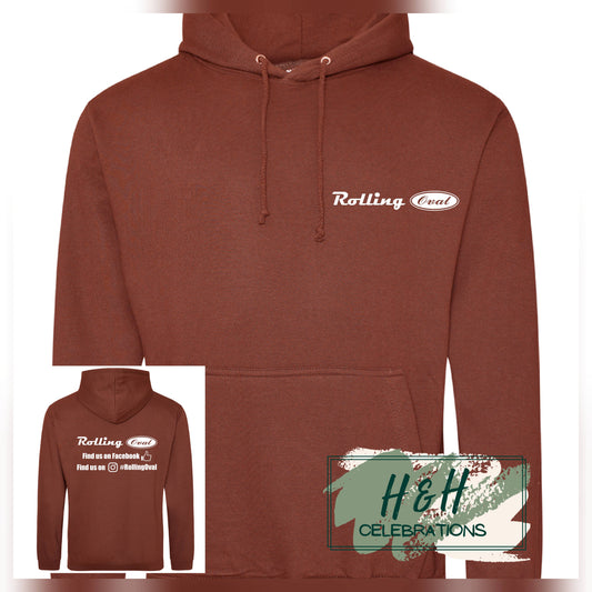 Rolling Oval Hoodie For Adults - Red Rust