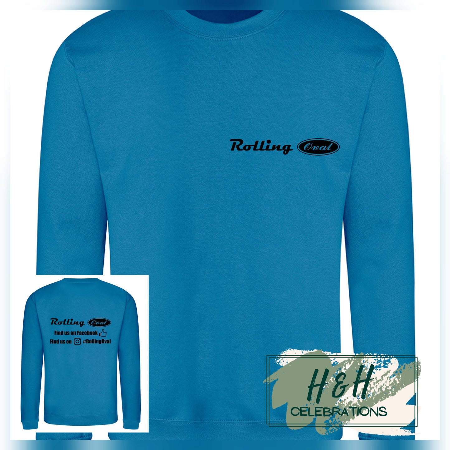 Rolling Oval Sweatshirt For Adults - Sapphire Blue