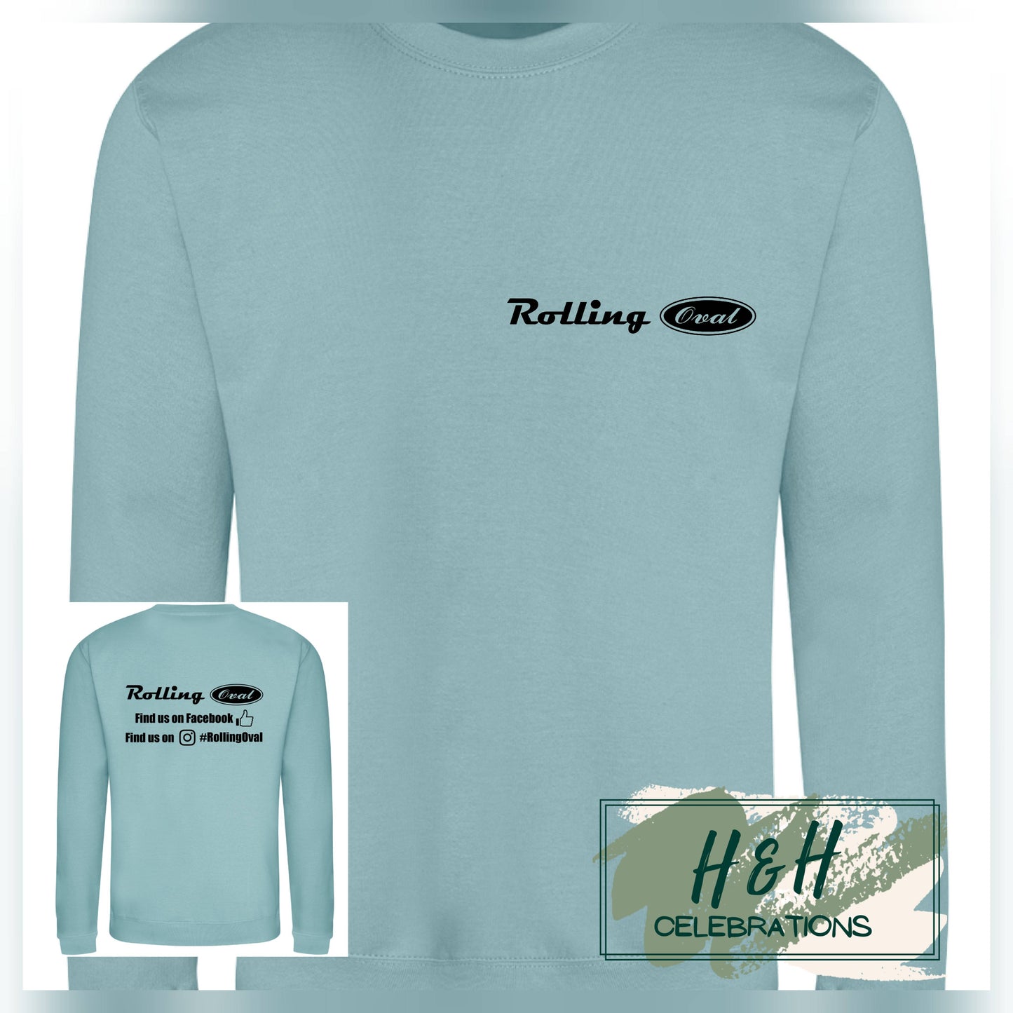 Rolling Oval Sweatshirt For Adults - Seafoam