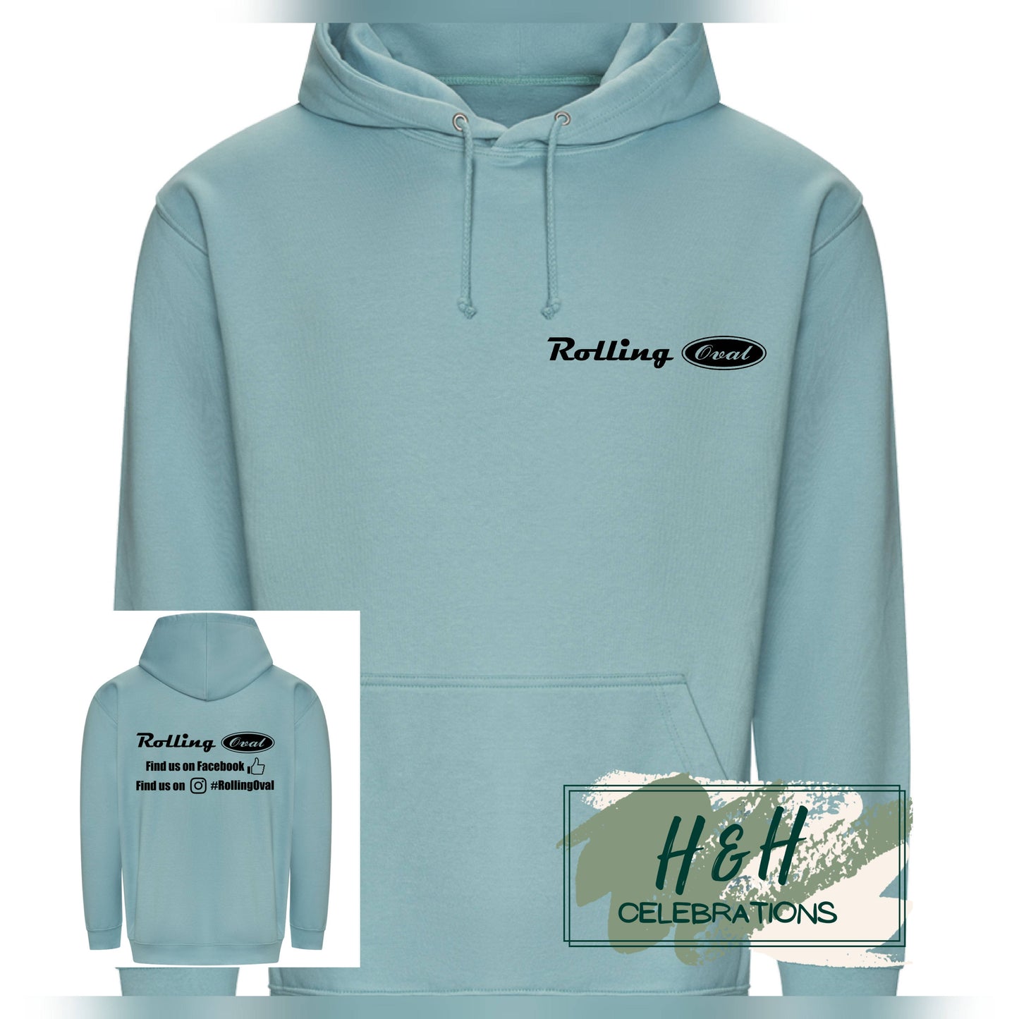 Rolling Oval Hoodie For Adults - Seafoam