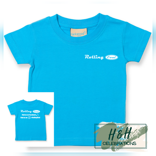 Rolling Oval T-Shirt For Babies - Turquoise Blue