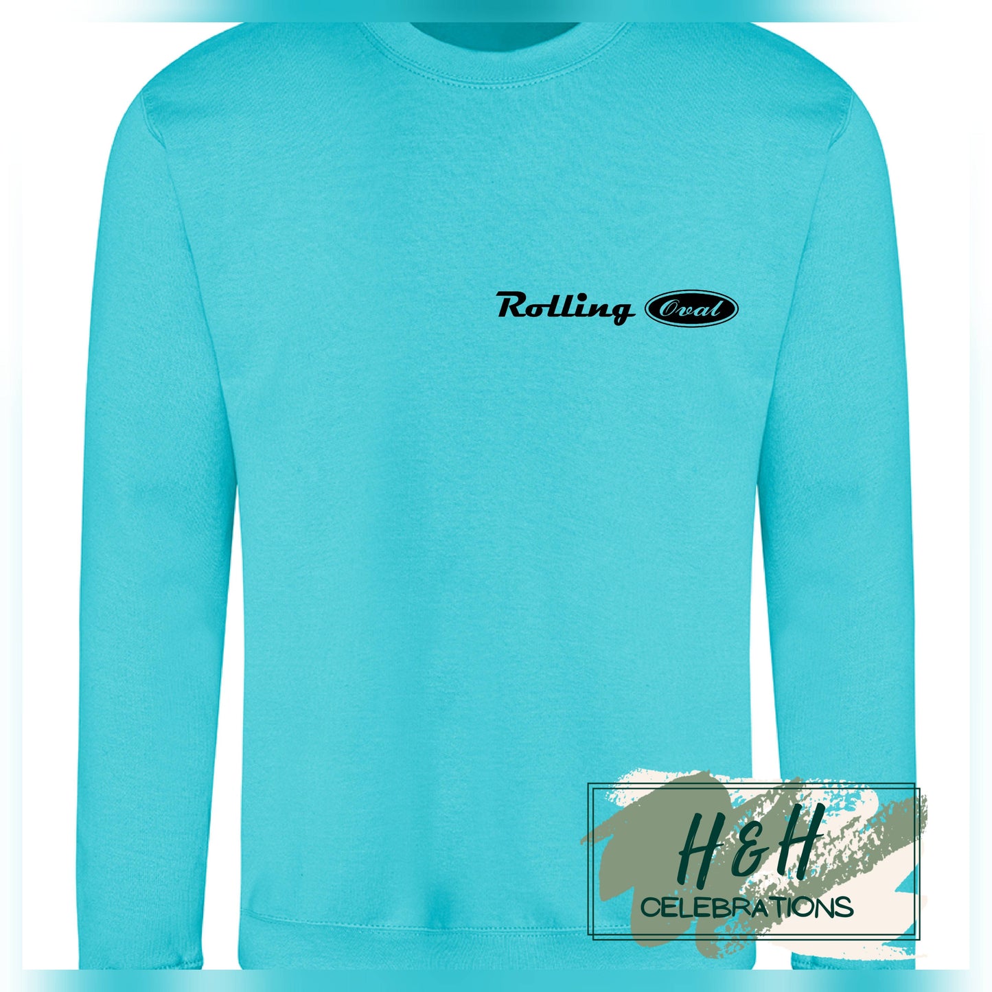 Rolling Oval Sweatshirt For Adults - Turquoise Surf