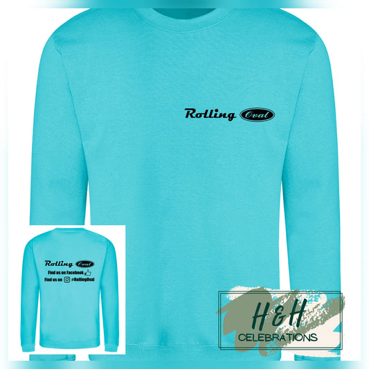 Rolling Oval Sweatshirt For Adults - Turquoise Surf
