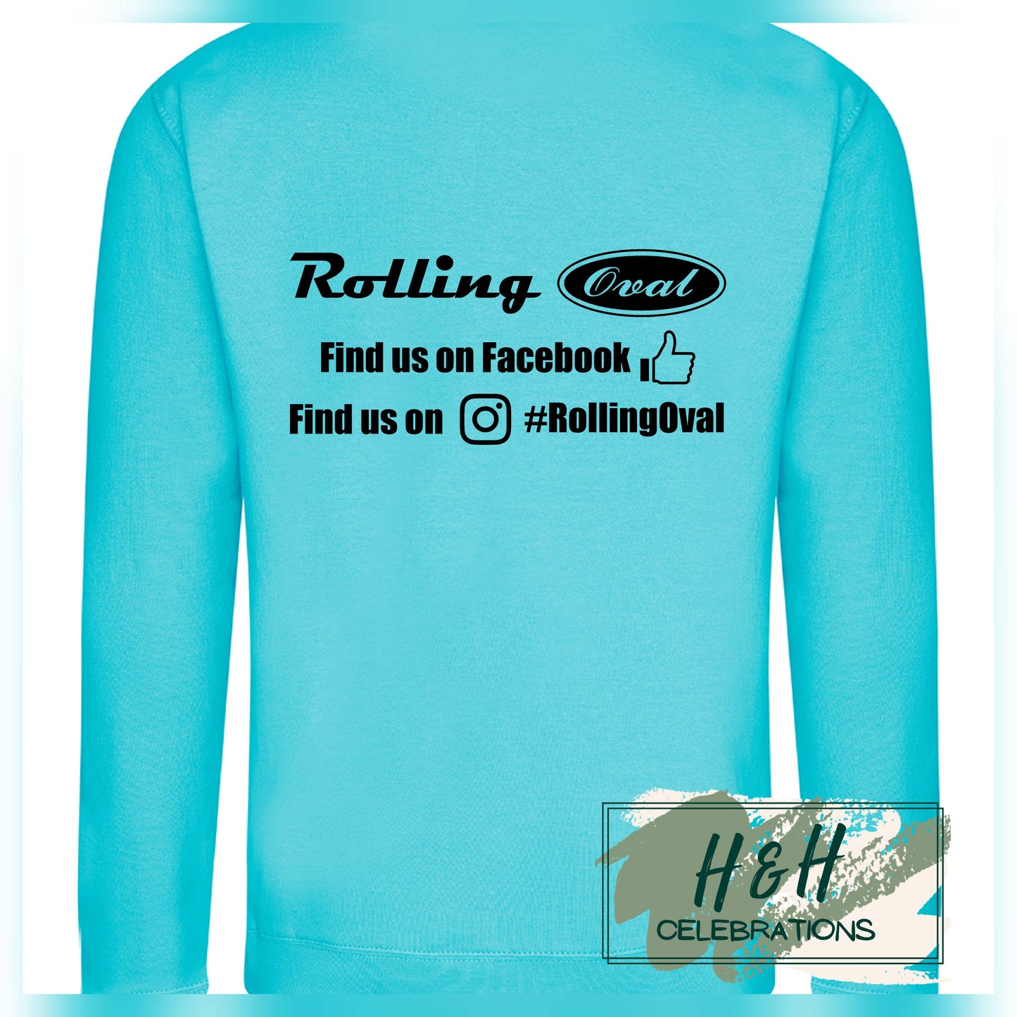 Rolling Oval Sweatshirt For Adults - Turquoise Surf