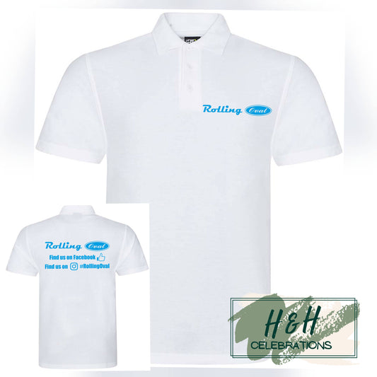 Rolling Oval Polo Shirt For Adults - White