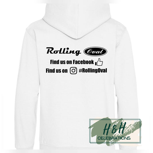 Rolling Oval Hoodie For Adults - White