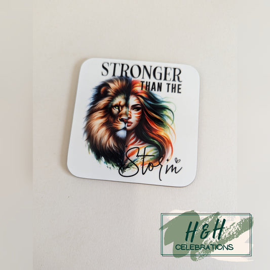 Stronger Than The Storm Lion MDF Coaster