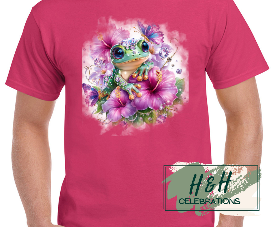 Womens Jewelled Summer Frog T-Shirt -  15 Colours